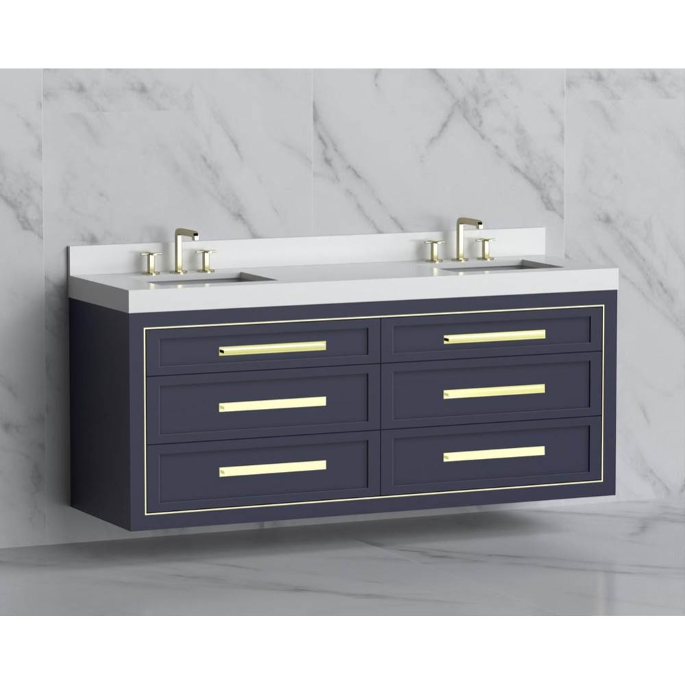 Renaissance 72'' Wall hung Vanity Cabinet in Sapphire/HW: Handles Polished Nickel(PN)
