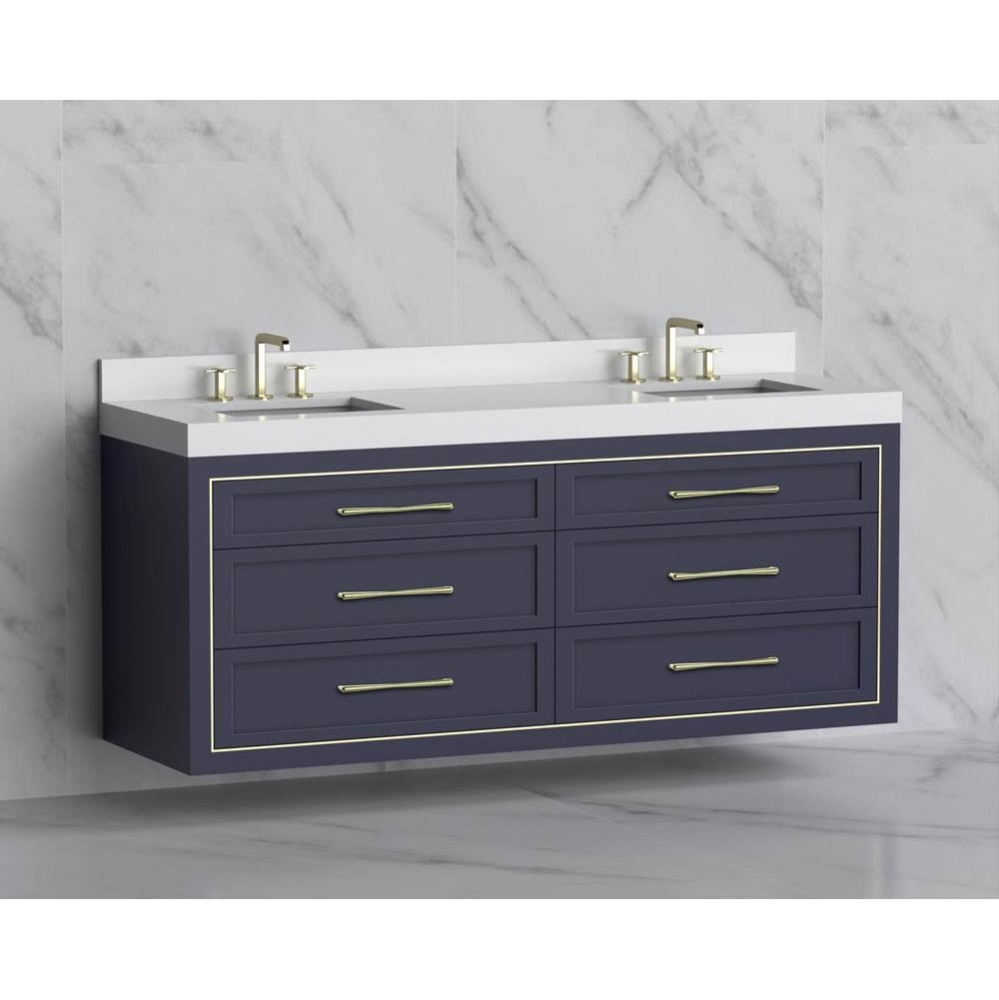 Renaissance 72'' Wall hung Vanity Cabinet in Sapphire/HW: Handles Polished Chrome(PC)