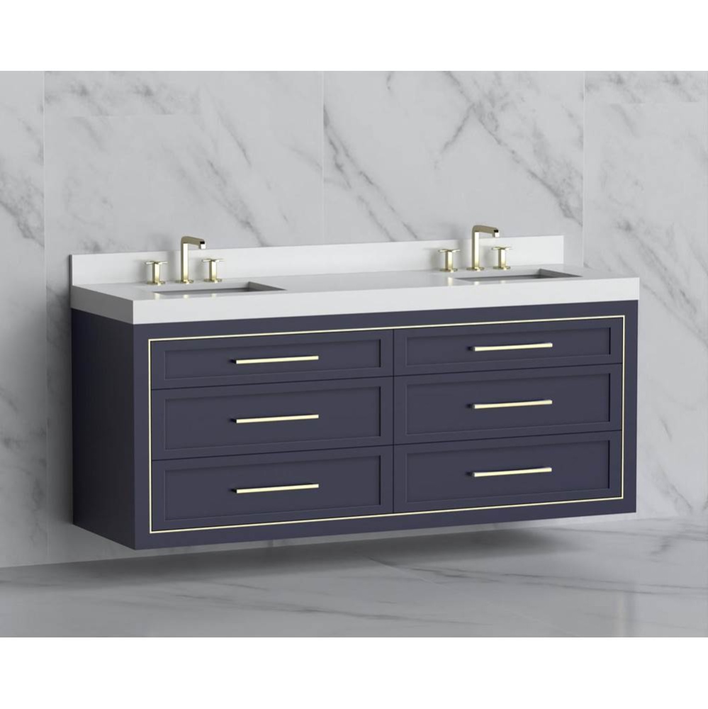 Renaissance 72'' Wall hung Vanity Cabinet in Sapphire/HW: Handles Polished Nickel(PN)