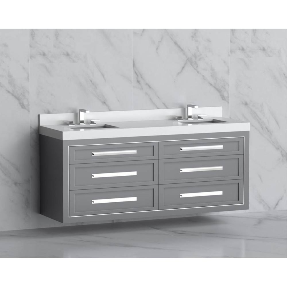 Renaissance 72'' Wall hung Vanity Cabinet in Studio Grey/HW: Handles Polished Chrome(PC)