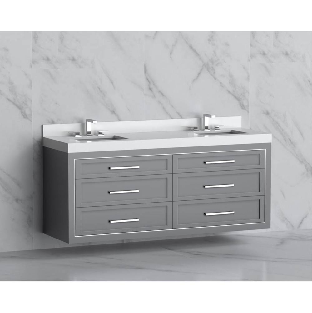 Renaissance 72'' Wall hung Vanity Cabinet in Studio Grey/HW: Handles Satin Brass(SB)