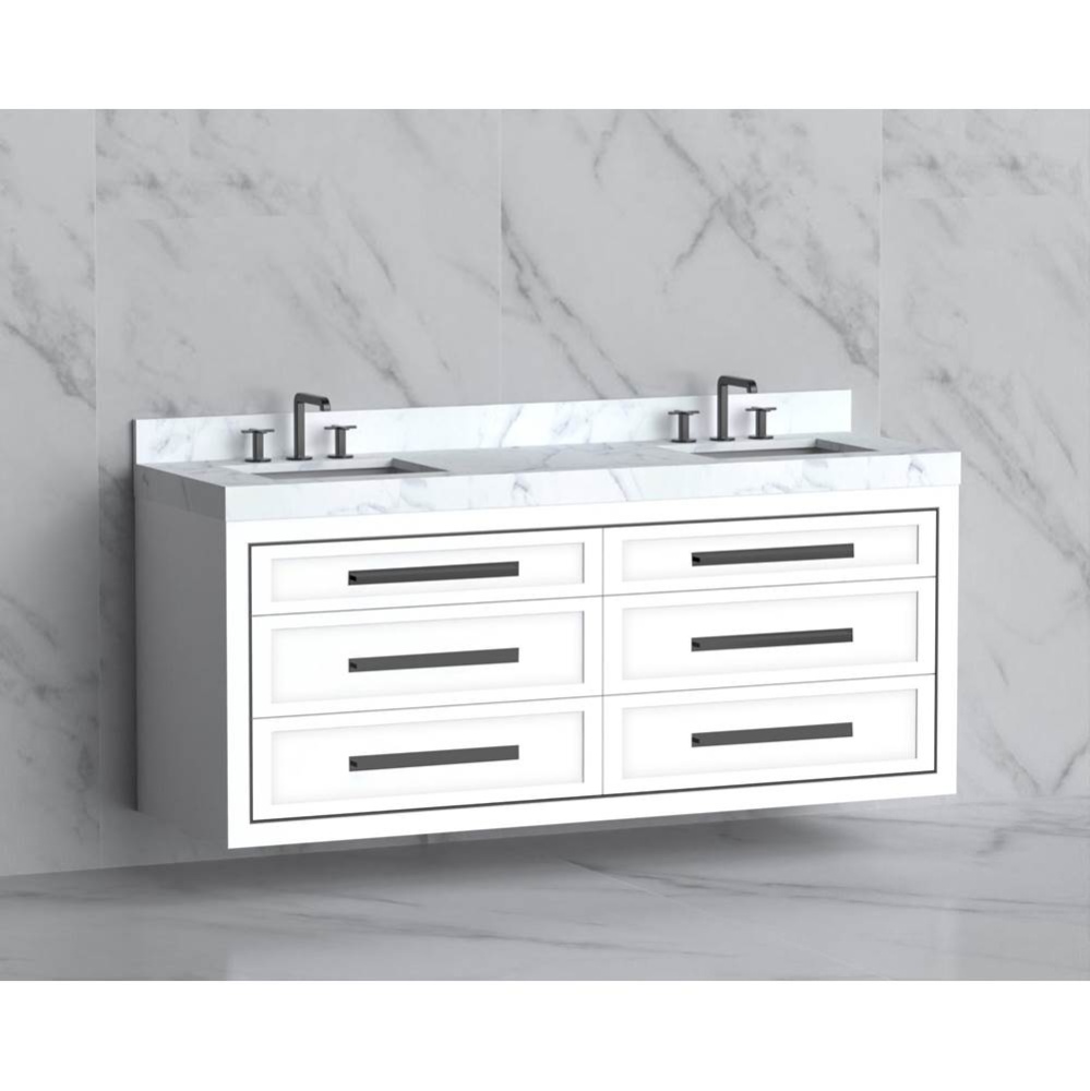 Renaissance 72'' Wall hung Vanity Cabinet in White/HW: Handles Polished Chrome(PC)