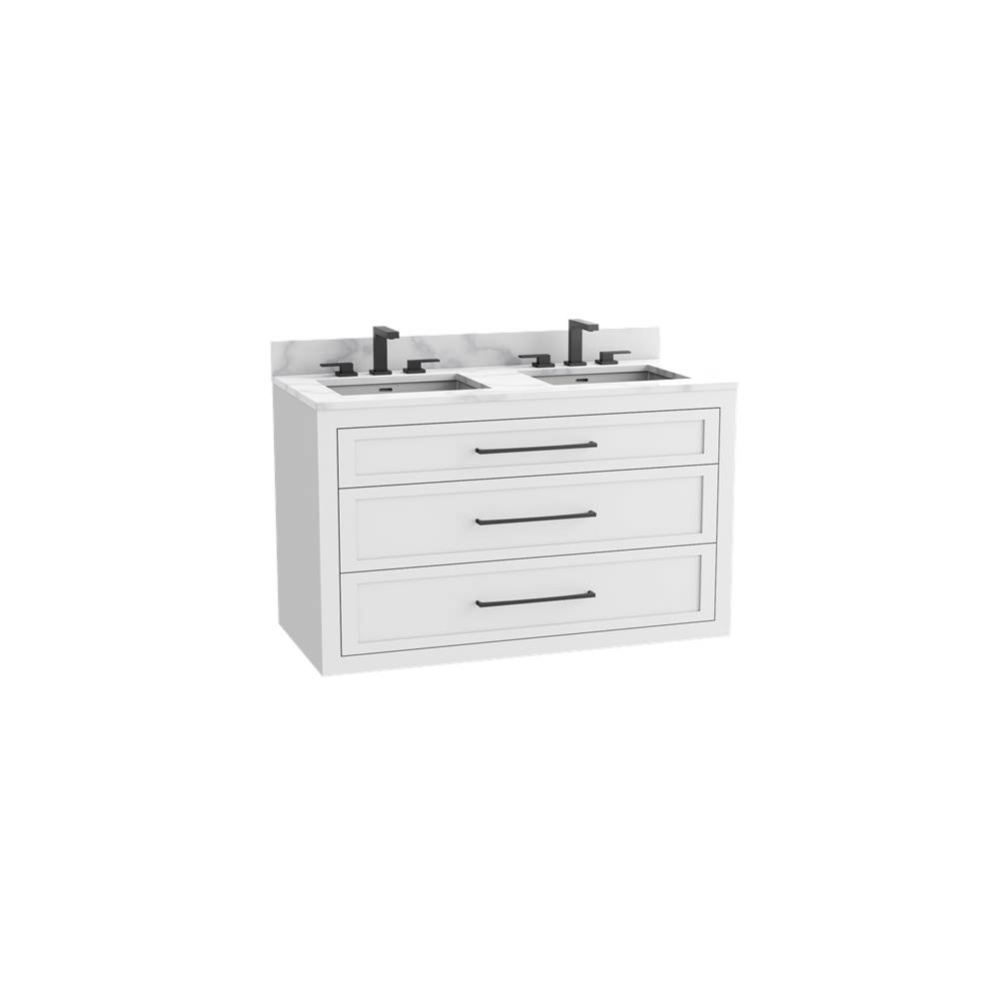 Renaissance SE 48D'' Wall hung Vanity Cabinet in White - No Handles