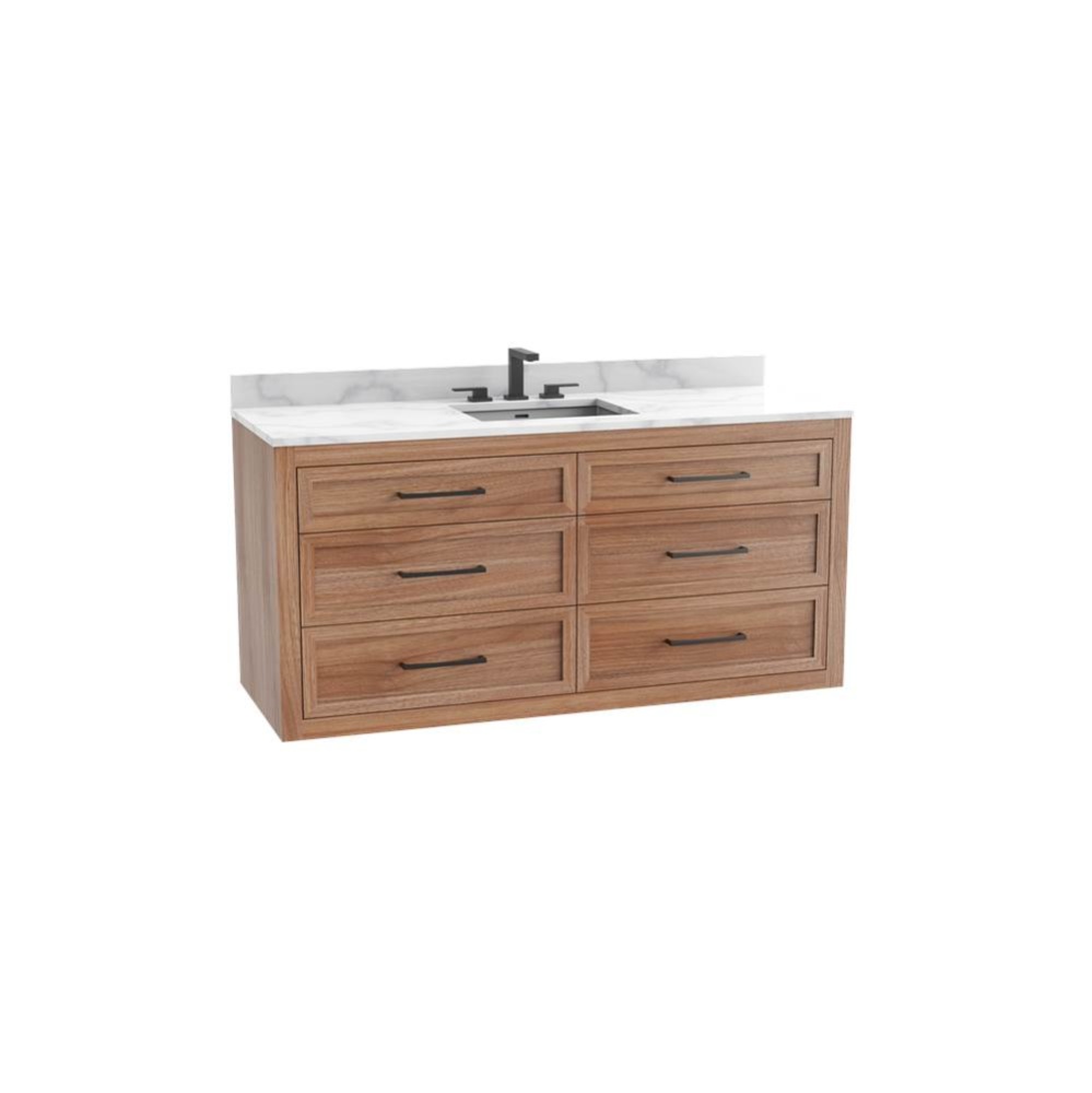 Renaissance SE 60C'' Wall hung Vanity Cabinet in Natural Walnut/HW: Handles Polished Chr