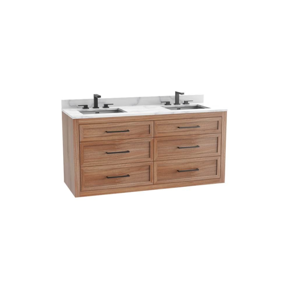 Renaissance SE 72D'' Wall hung Vanity Cabinet in Natural Walnut - No Handles