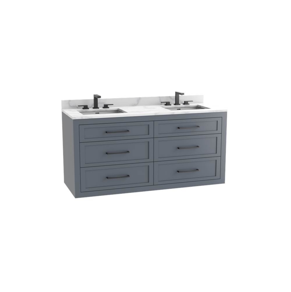 Renaissance SE 60D'' Wall hung Vanity Cabinet in Studio Grey/HW: Handles Polished Chrome