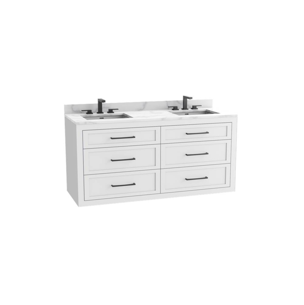 Renaissance SE 72D'' Wall hung Vanity Cabinet in White/HW: Handles Polished Chrome(PC)