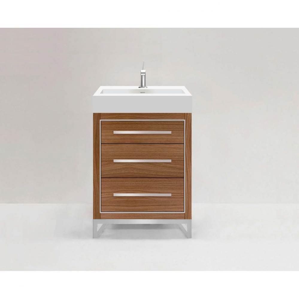 Estate 24'' Free Standing Vanity Cabinet in Natural Walnut/HW: No handles - Feet in  Pol