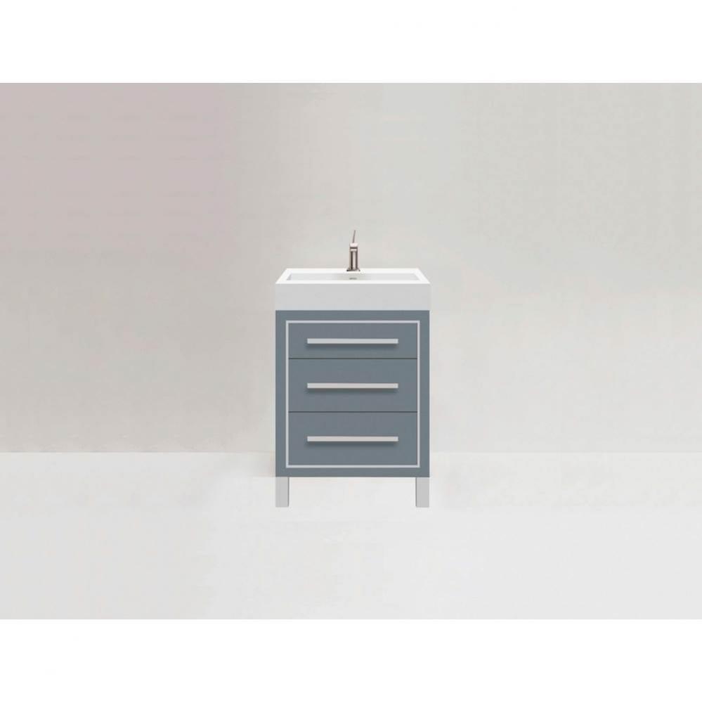 Estate 24'' Free Standing Vanity Cabinet in Studio Grey/HW: No handles - Feet in  Polish