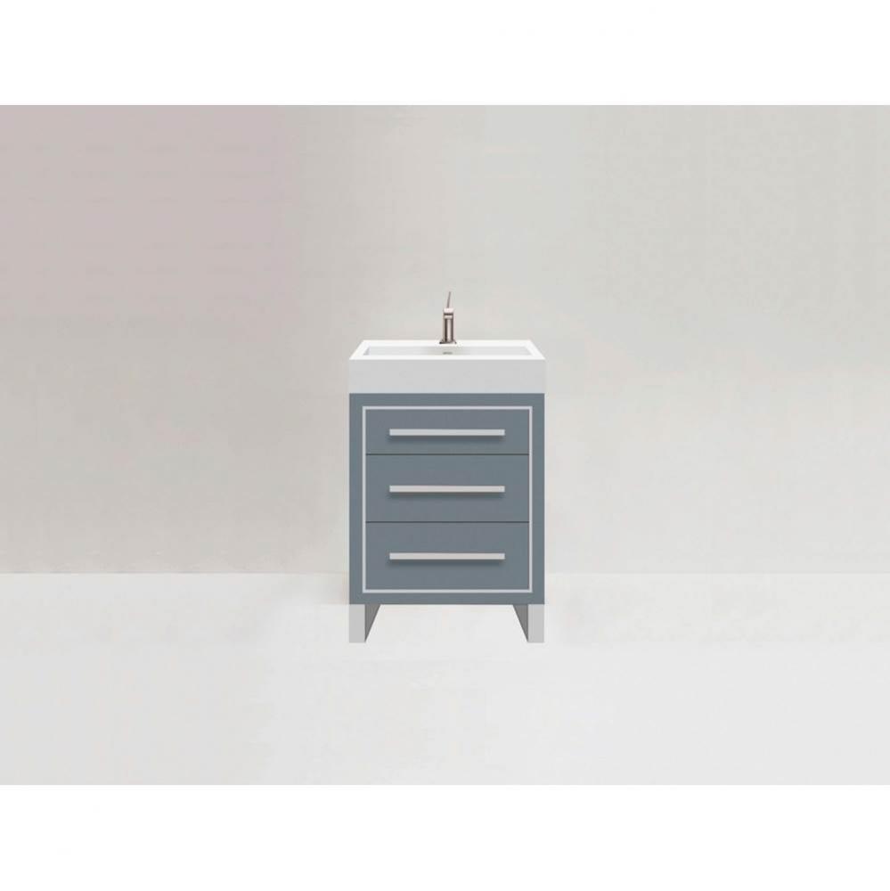 Estate 24'' Free Standing Vanity Cabinet in Studio Grey/HW: No handles - Feet in  Polish