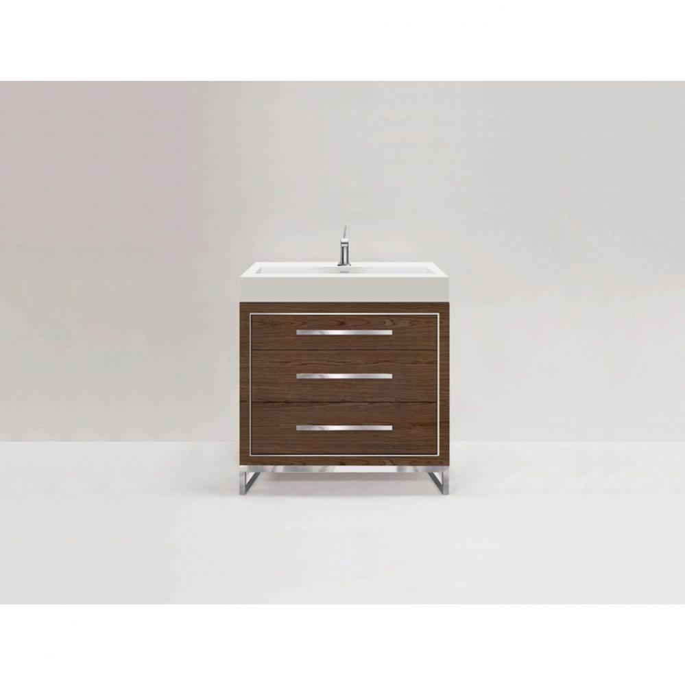 Estate 30'' Free Standing Vanity Cabinet in Brandy/HW: No handles - Feet in  Polished Ch
