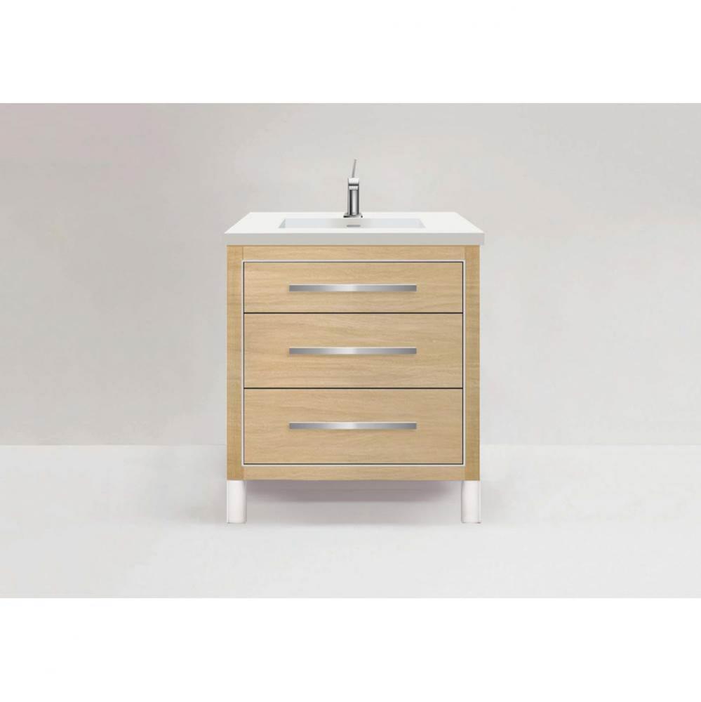 Estate 30'' Free Standing Vanity Cabinet in Natural Oak/HW: No handles - Feet in  Polish