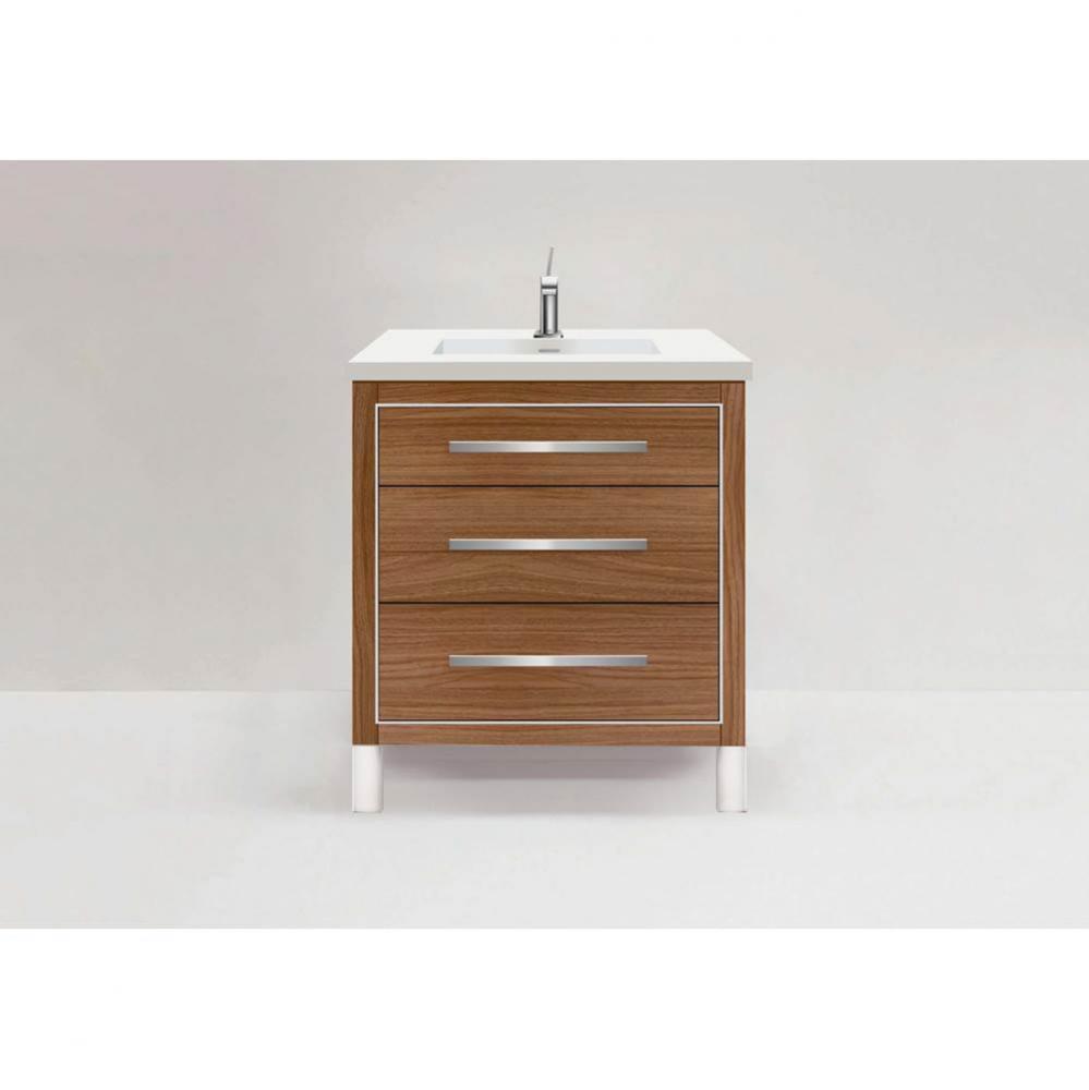Estate 30'' Free Standing Vanity Cabinet in Natural Walnut/HW: Polished Chrome(PC)