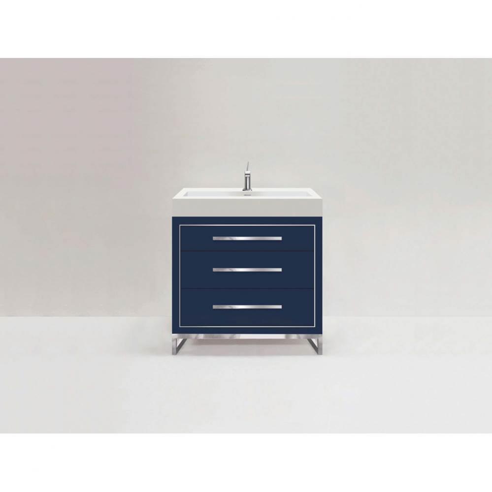 Estate 30'' Free Standing Vanity Cabinet in Sapphire/HW: Polished Chrome(PC)