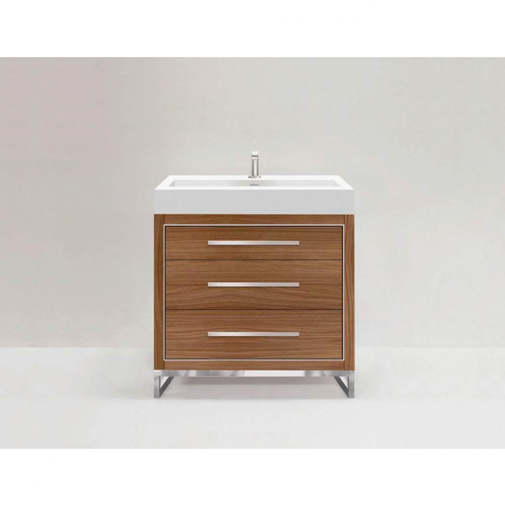 Estate 36'' Free Standing Vanity Cabinet in Natural Walnut/HW: Polished Chrome(PC)