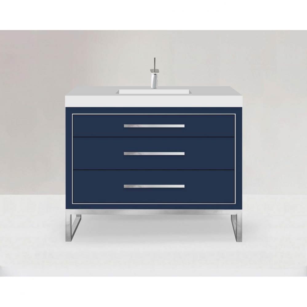 Estate 42'' Free Standing Vanity Cabinet in Sapphire/HW: Polished Chrome(PC)