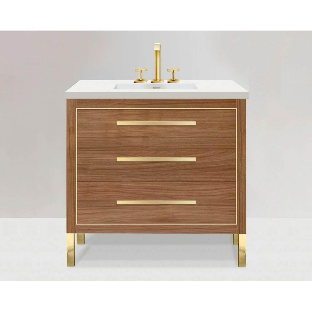 Estate 42'' Free Standing Vanity Cabinet in Natural Walnut/HW: No handles - Feet in  Pol