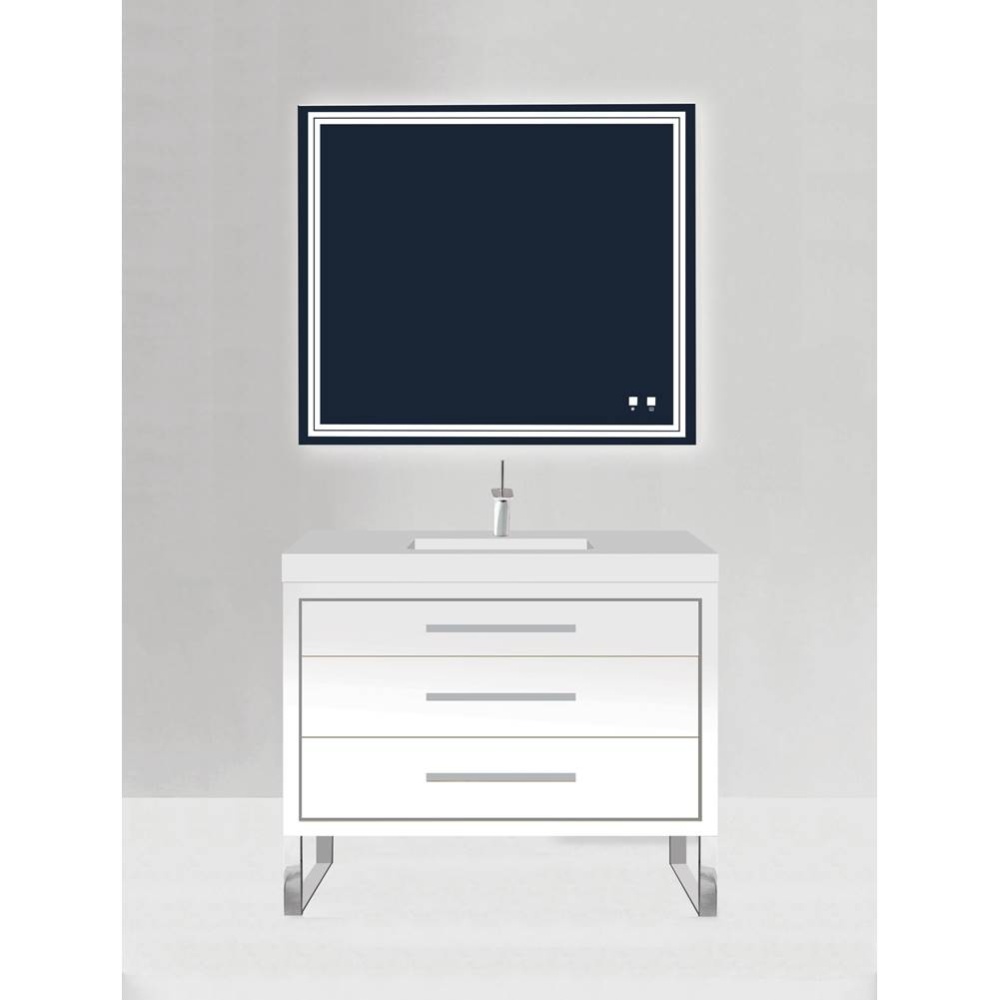 Estate 48C'' Free Standing Vanity Cabinet in White/HW: No handles - Feet in  Polished Ch