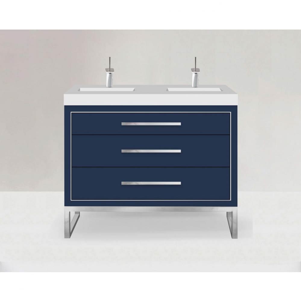 Estate 48D'' Free Standing Vanity Cabinet in Sapphire/HW: No handles - Feet in  Polished