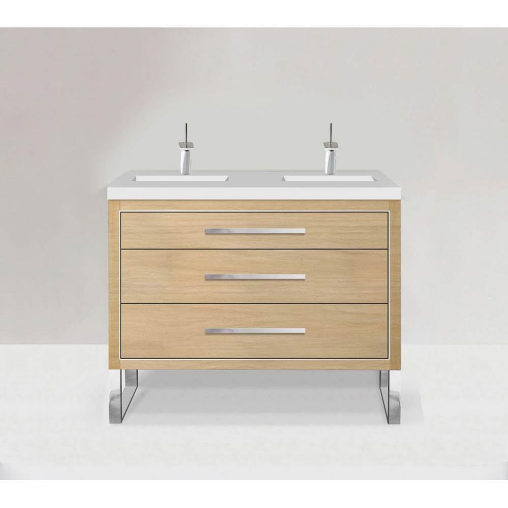 Estate 48D'' Free Standing Vanity Cabinet in Natural Oak/HW: Polished Chrome(PC)