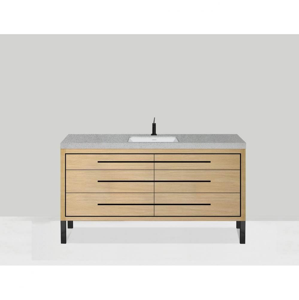 Estate 60C'' Free Standing Vanity Cabinet in Natural Oak/HW: Polished Chrome(PC)