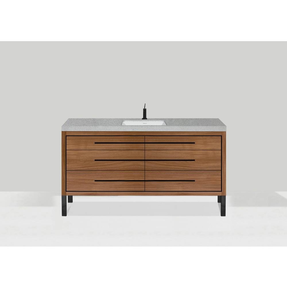 Estate 60C'' Free Standing Vanity Cabinet in Natural Walnut/HW: Polished Chrome(PC)