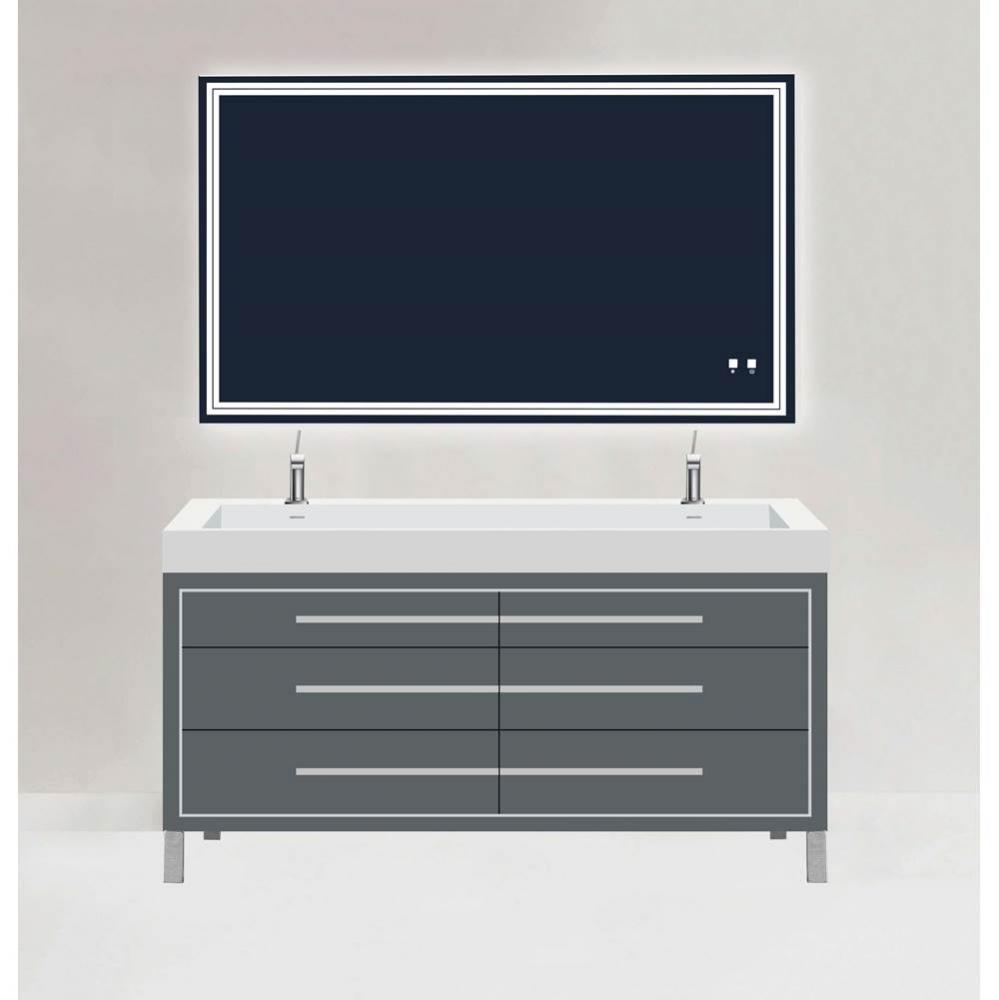 Estate 60D'' Free Standing Vanity Cabinet in Studio Grey/HW: Polished Chrome(PC)