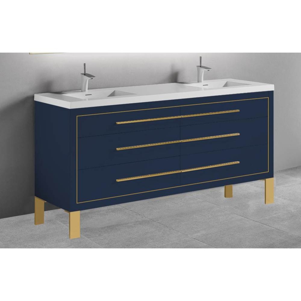 Estate 72D'' Free Standing Vanity Cabinet in Sapphire/HW: Polished Chrome(PC)
