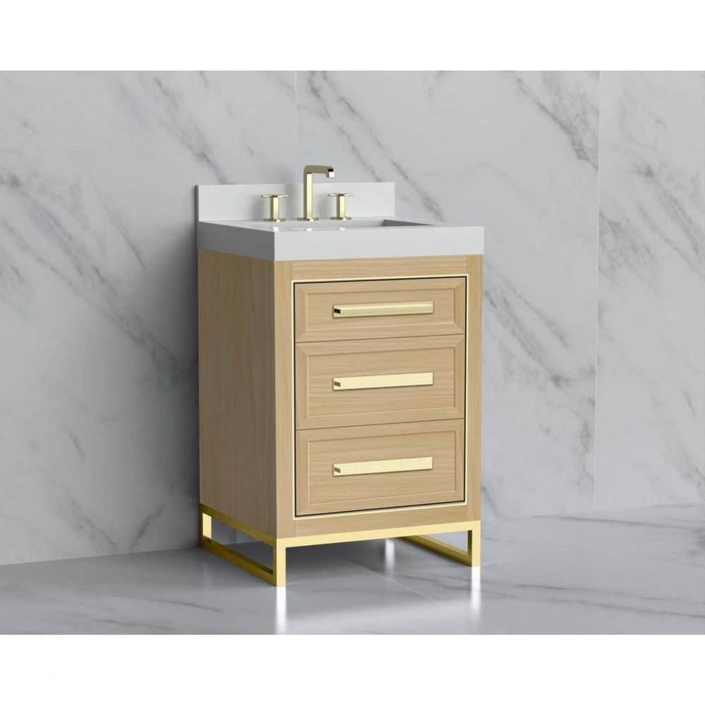 Vision 24'' Free standing Vanity Cabinet in Natural Oak/HW: Handle & Feet Polished C