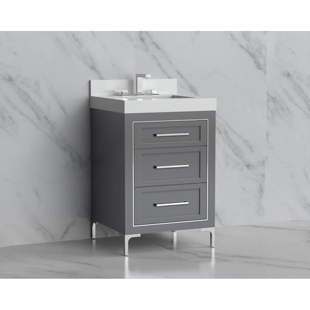 Vision 24'' Free standing Vanity Cabinet in Studio Grey/HW: Handles/Feet Polished Chrome