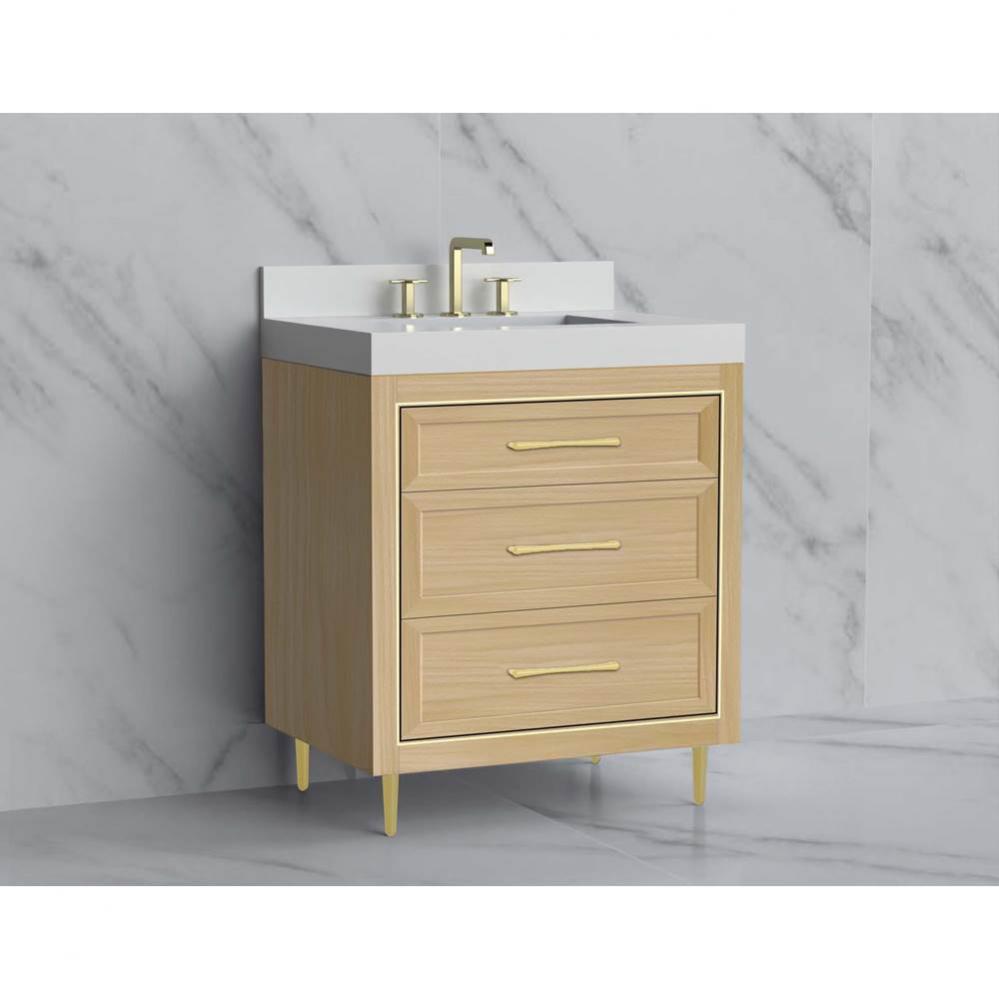 Vision 30'' Free standing Vanity Cabinet in Natural Oak/HW: Handle & Feet Polished C