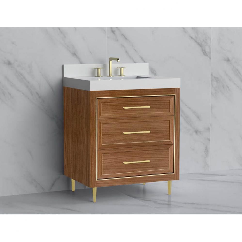 Vision 30'' Free standing Vanity Cabinet in Natural Walnut/HW: Handle & Fee Polished