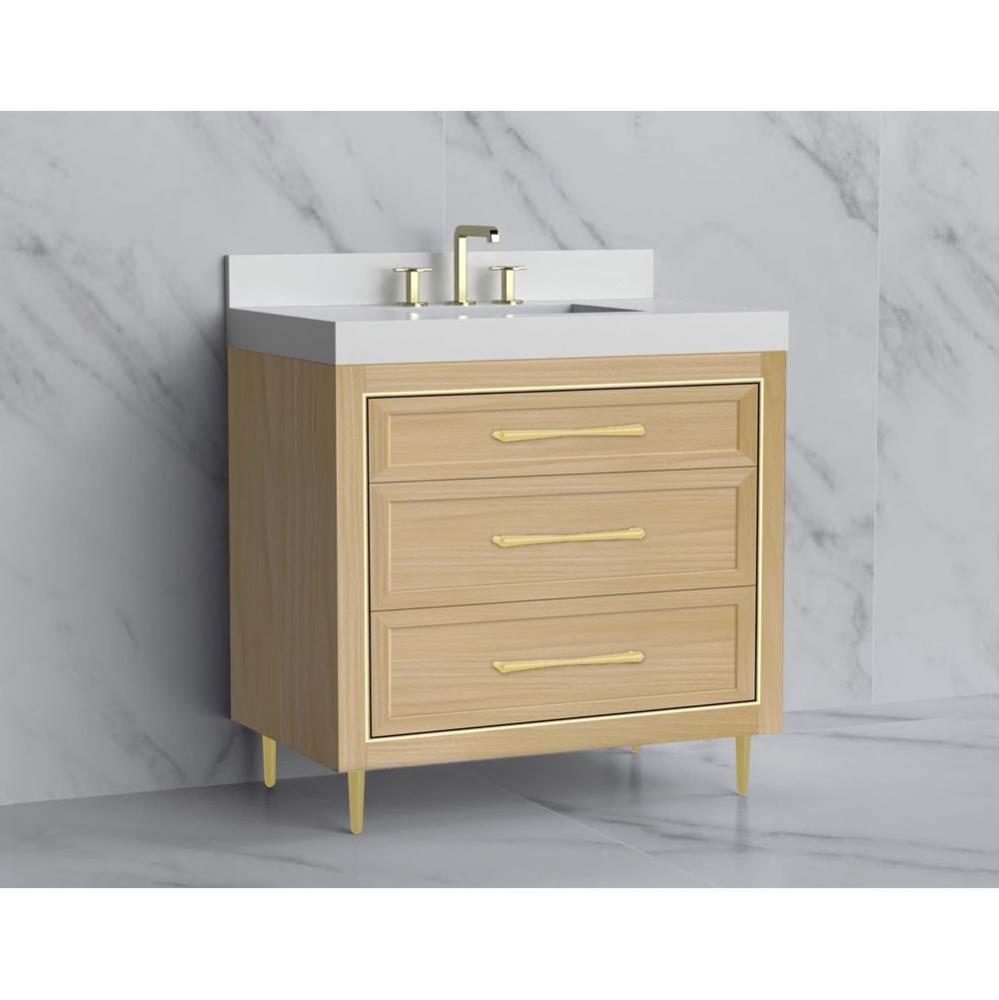 Vision 36'' Free standing Vanity Cabinet in Natural Oak/HW: Handle & Feet Polished C