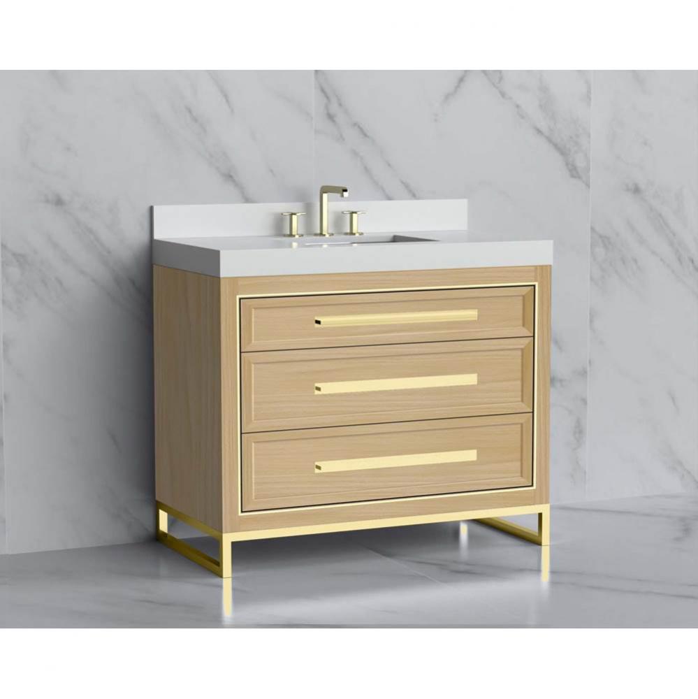 Vision 42'' Free standing Vanity Cabinet in Natural Oak/HW: Handle & Feet Polished C
