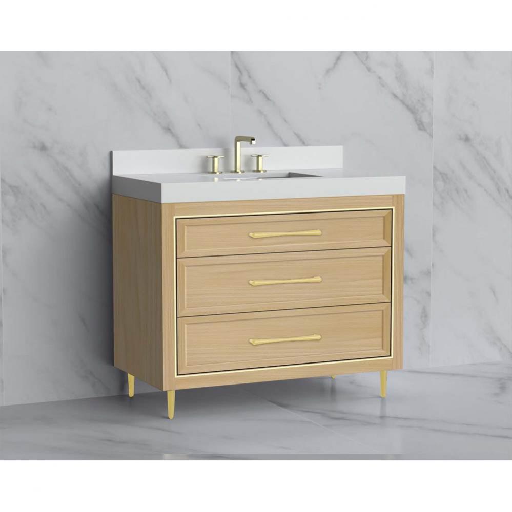 Vision 42'' Free standing Vanity Cabinet in Natural Oak/HW: Handle & Feet Polished C