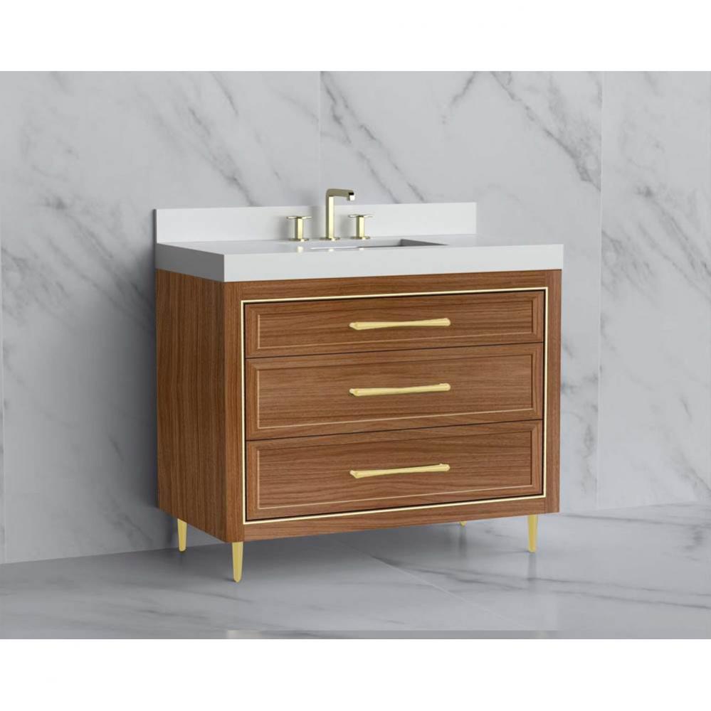 Vision 42'' Free standing Vanity Cabinet in Natural Walnut/HW: Handle & Fee Polished