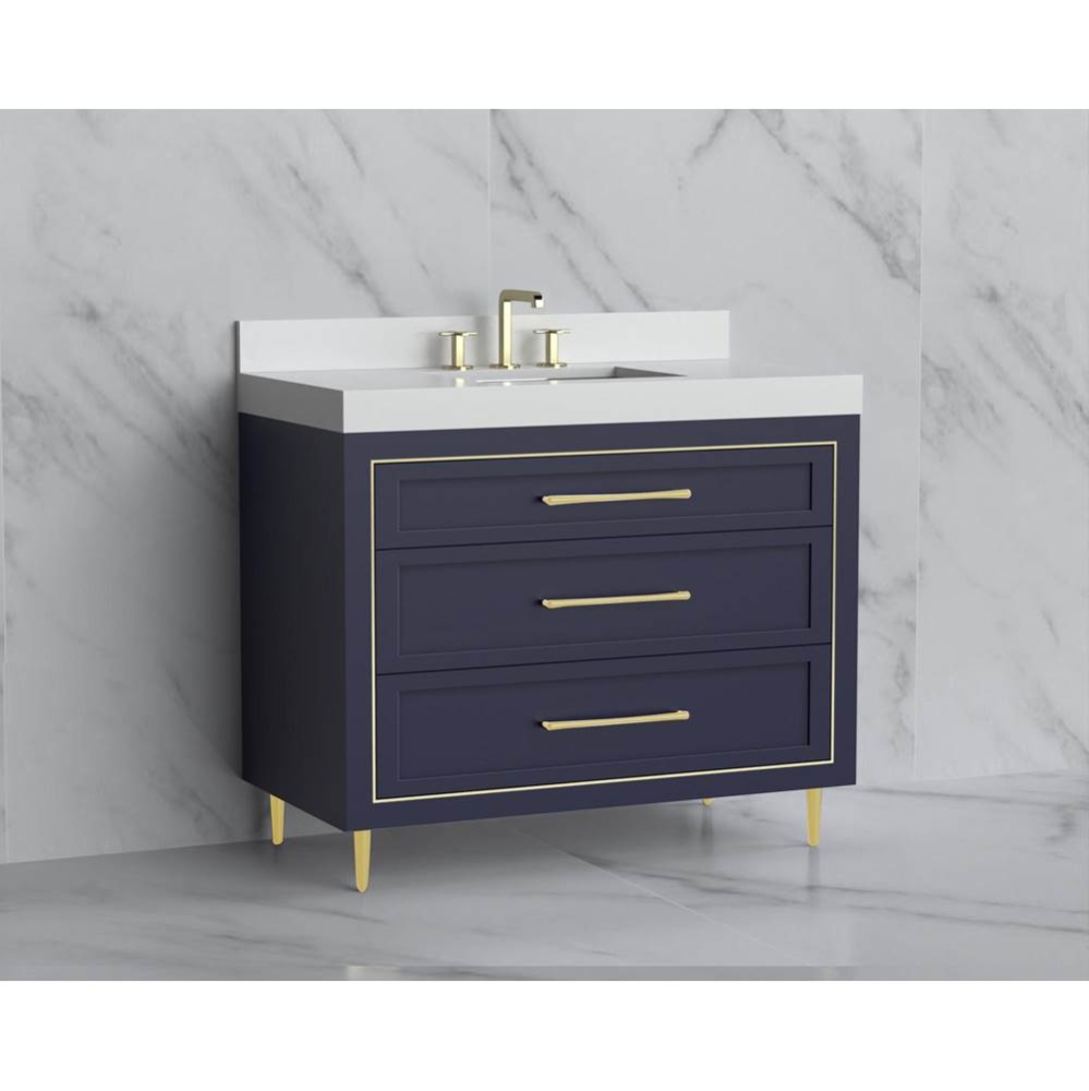 Vision 42'' Free standing Vanity Cabinet in Sapphire/HW: Handles/Feet Polished Chrome(PC