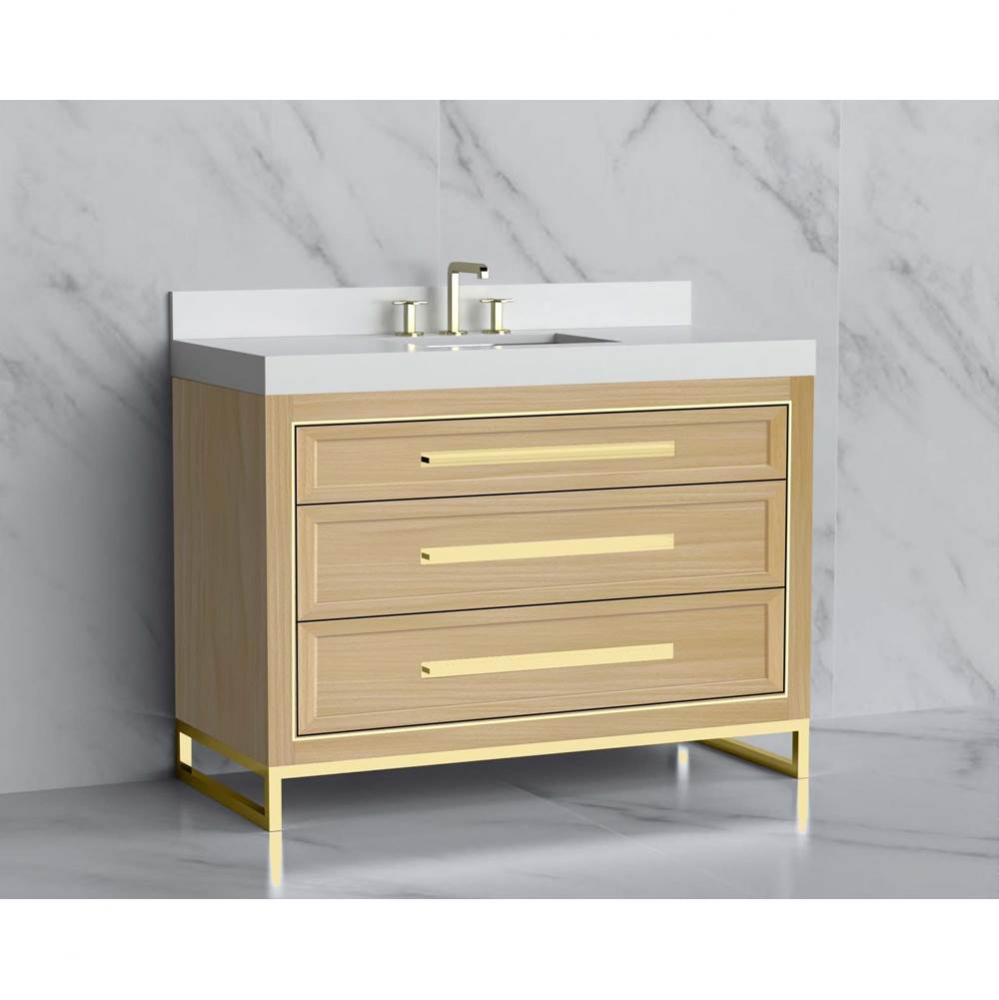 Vision 48C'' Free standing Vanity Cabinet in Natural Oak/HW: Handle & Feet Polished