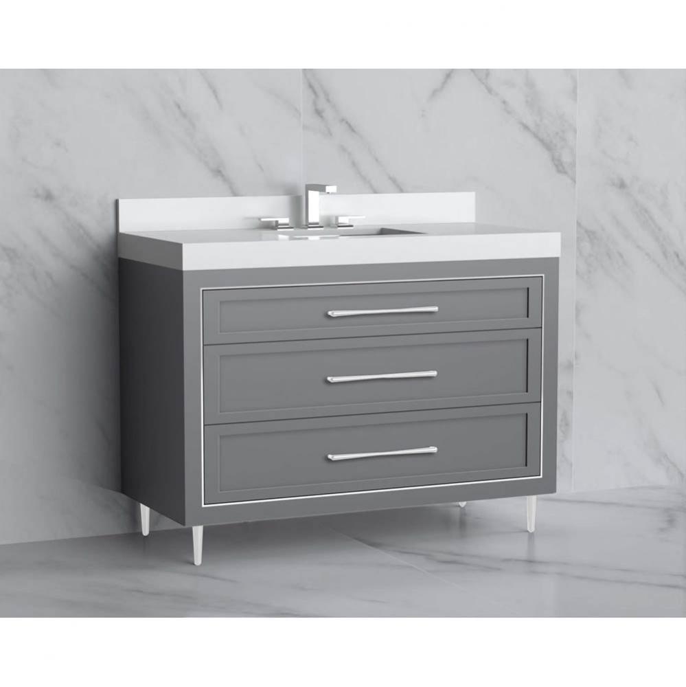 Vision 48C'' Free standing Vanity Cabinet in Studio Grey/HW: Handles/Feet Polished Chrom