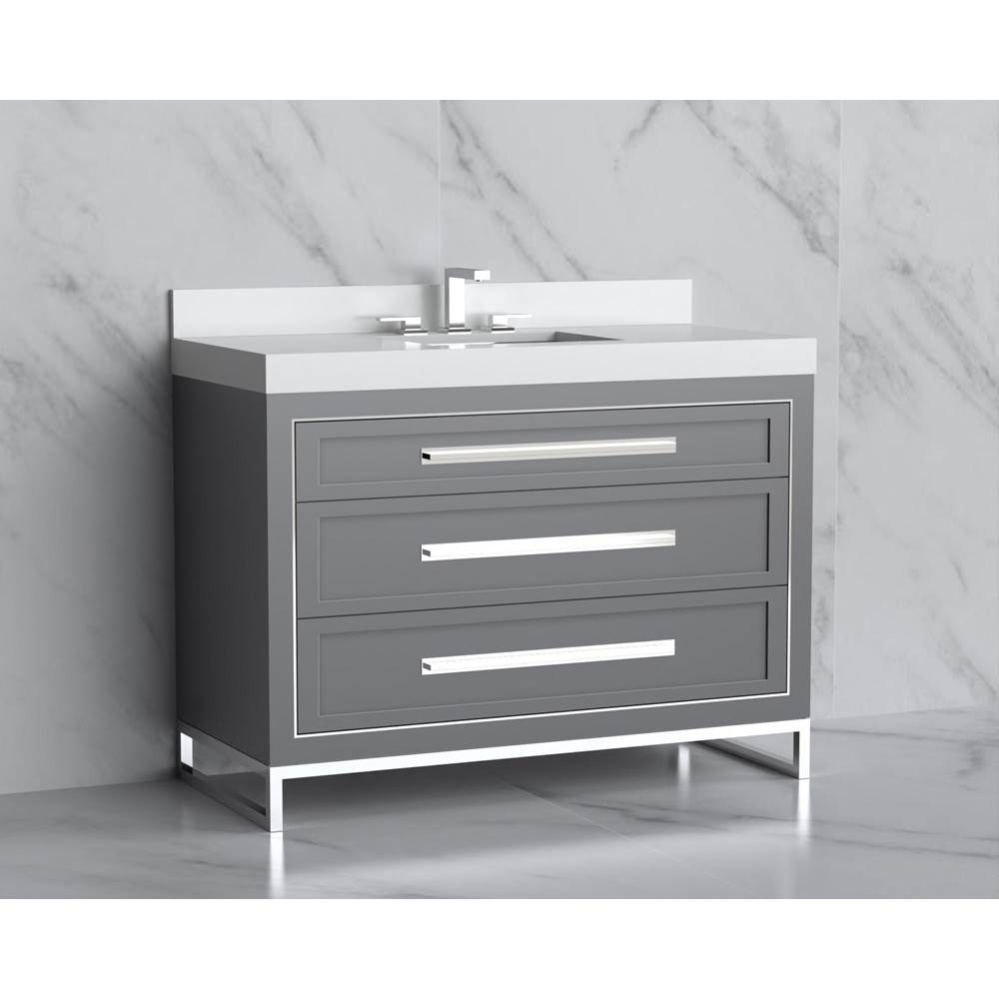 Vision 48C'' Free standing Vanity Cabinet in Studio Grey/HW: Handles/Feet Polished Chrom
