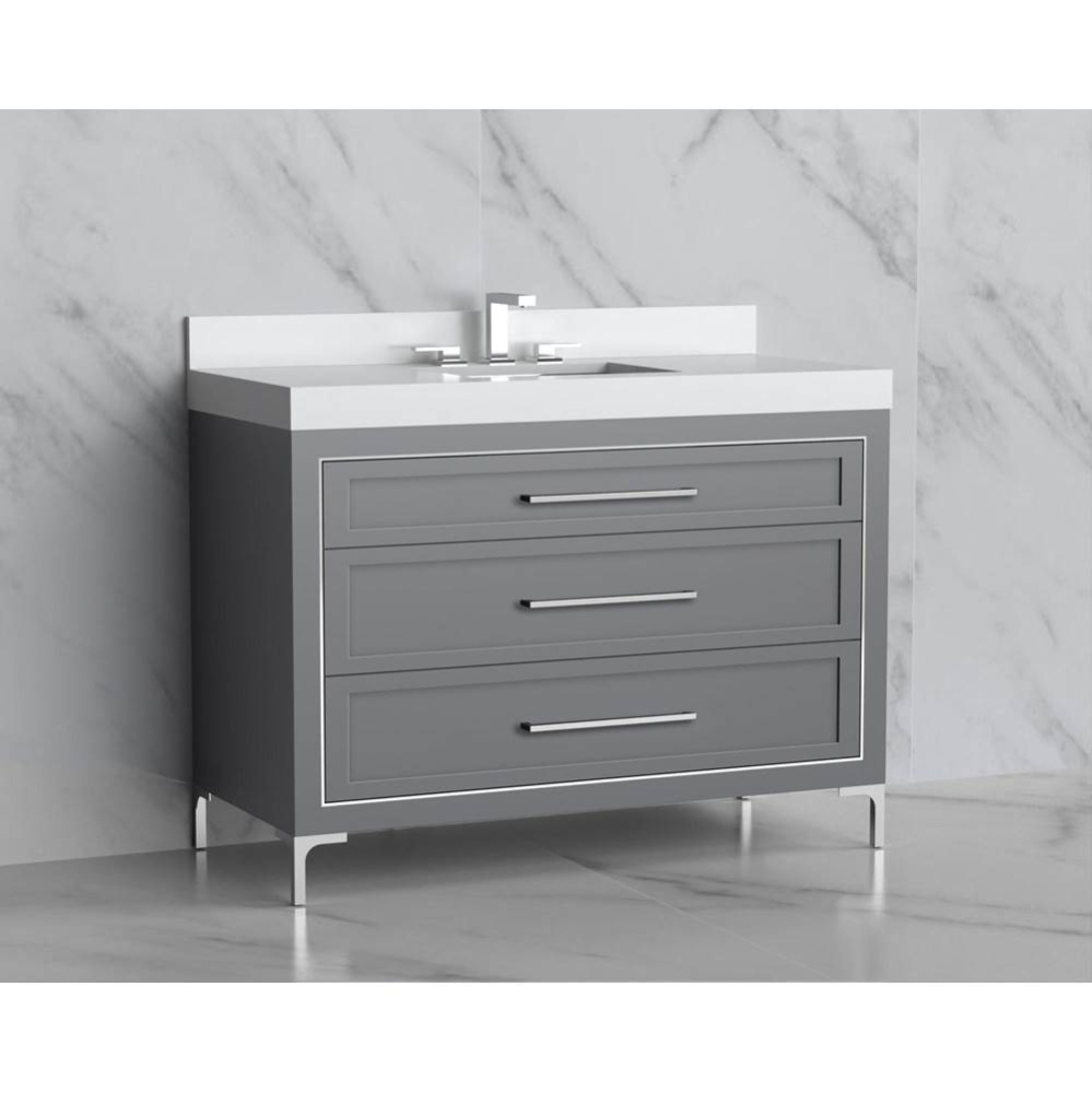 Vision 48C'' Free standing Vanity Cabinet in Studio Grey/HW: Handles/Feet Polished Chrom