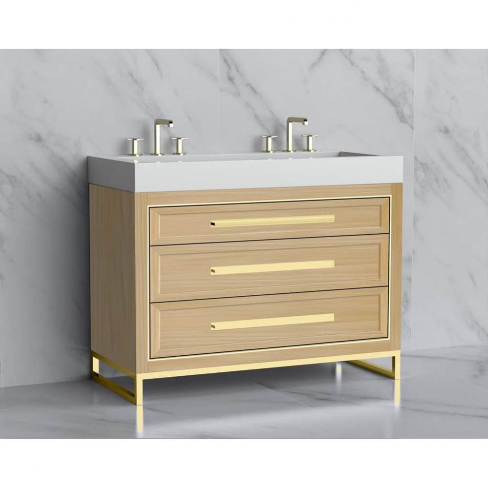 Vision 48D'' Free standing Vanity Cabinet in Natural Oak/HW: Handle & Feet Polished