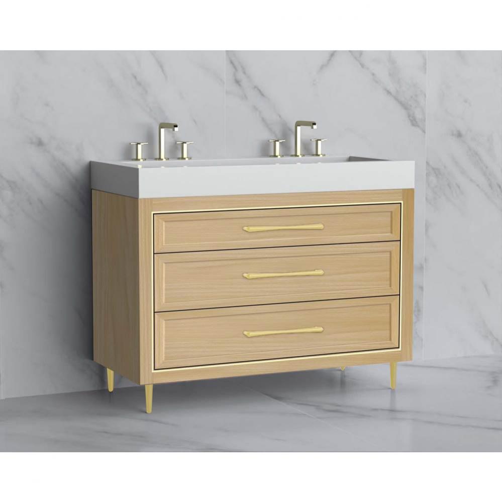 Vision 48D'' Free standing Vanity Cabinet in Natural Oak/HW: Handle & Feet Polished