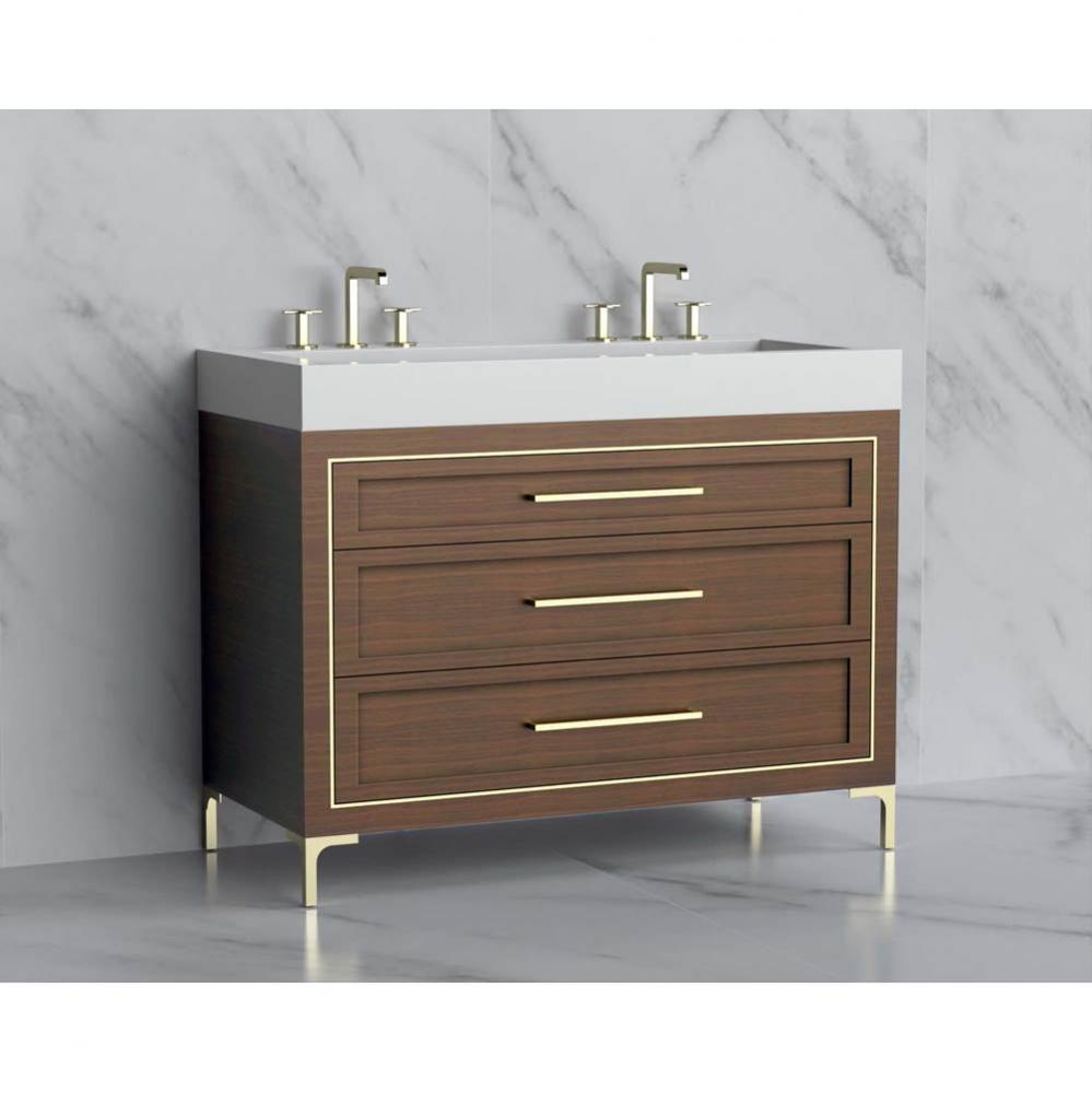 Vision 48D'' Free standing Vanity Cabinet in Brandy/HW: Handles/Feet Polished Chrome(PC)