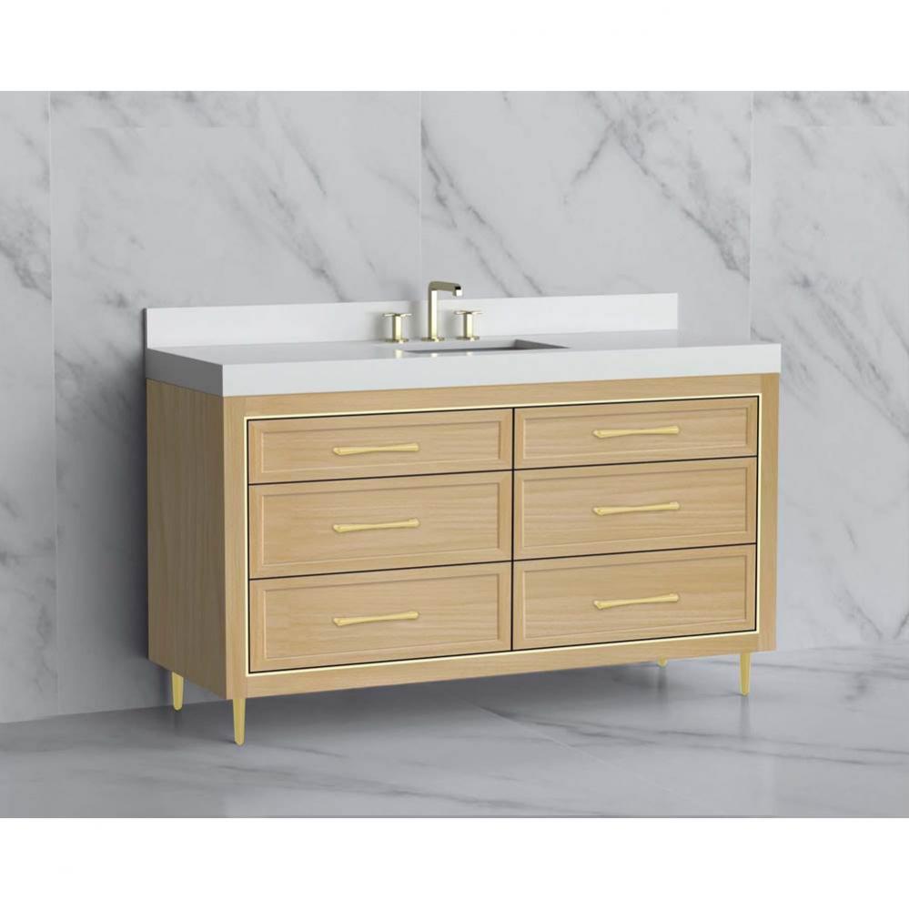 Vision 60C'' Free standing Vanity Cabinet in Natural Oak/HW: Handle & Feet Polished