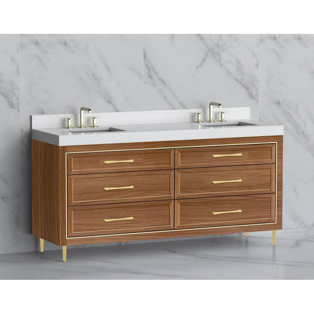 Vision 72D'' Free standing Vanity Cabinet in Natural Walnut/HW: Handle & Fee Polishe