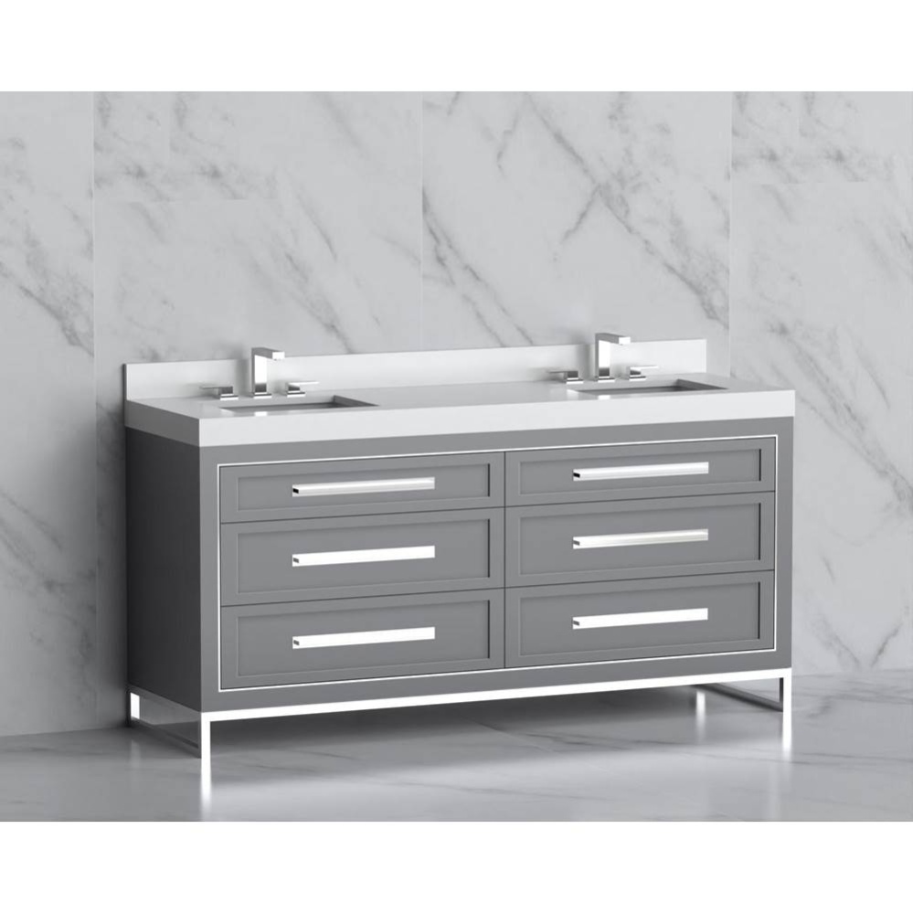 Vision 72D'' Free standing Vanity Cabinet in Studio Grey/HW: Handles/Feet Polished Chrom