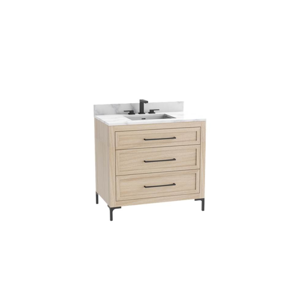 Vision SE 48C'' Free standing Vanity Cabinet in Natural Oak/HW: Handle & Feet Polish