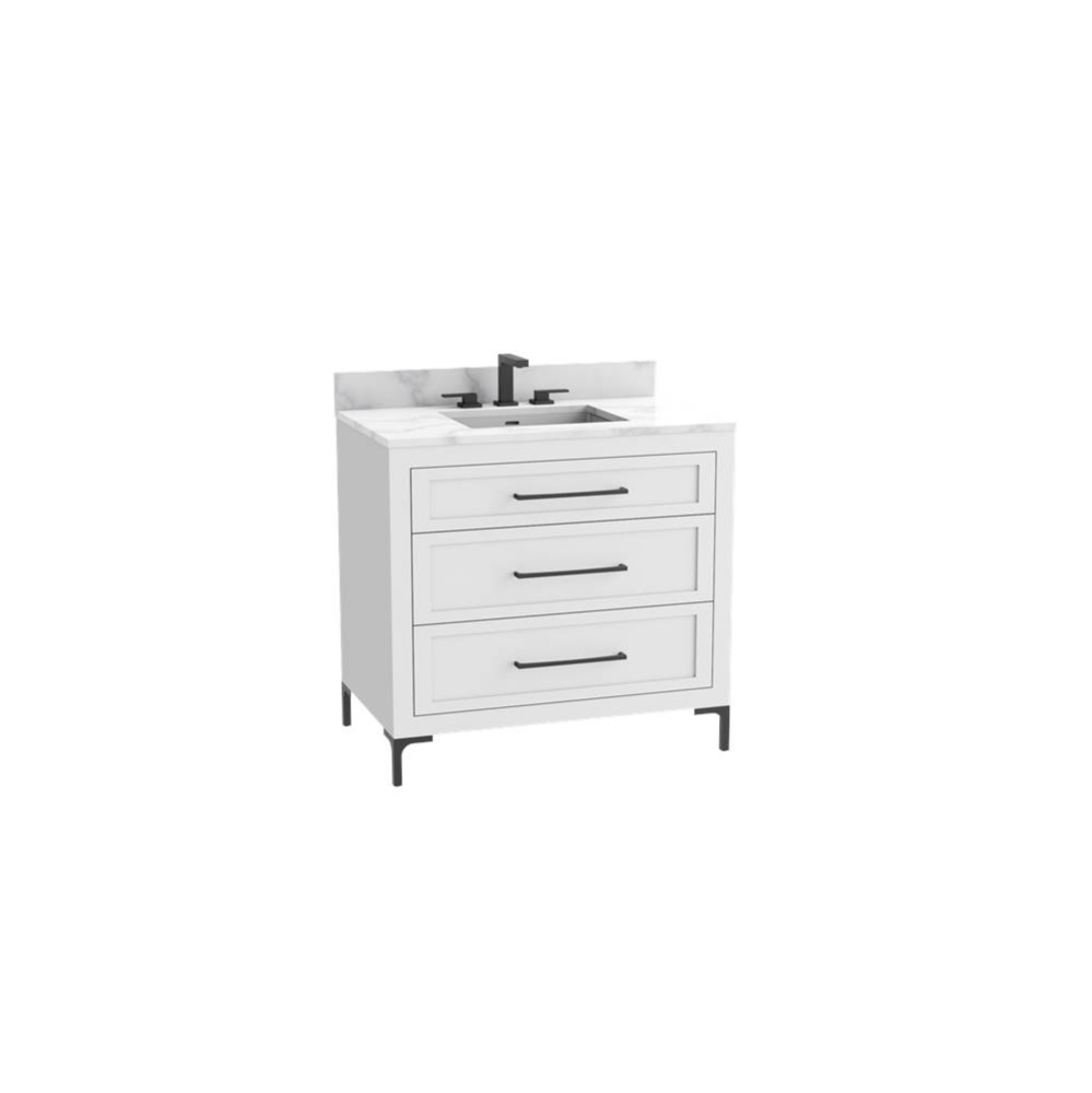 Vision SE 48C'' Free standing Vanity Cabinet in White/HW: Handles/Feet Polished Chrome(P
