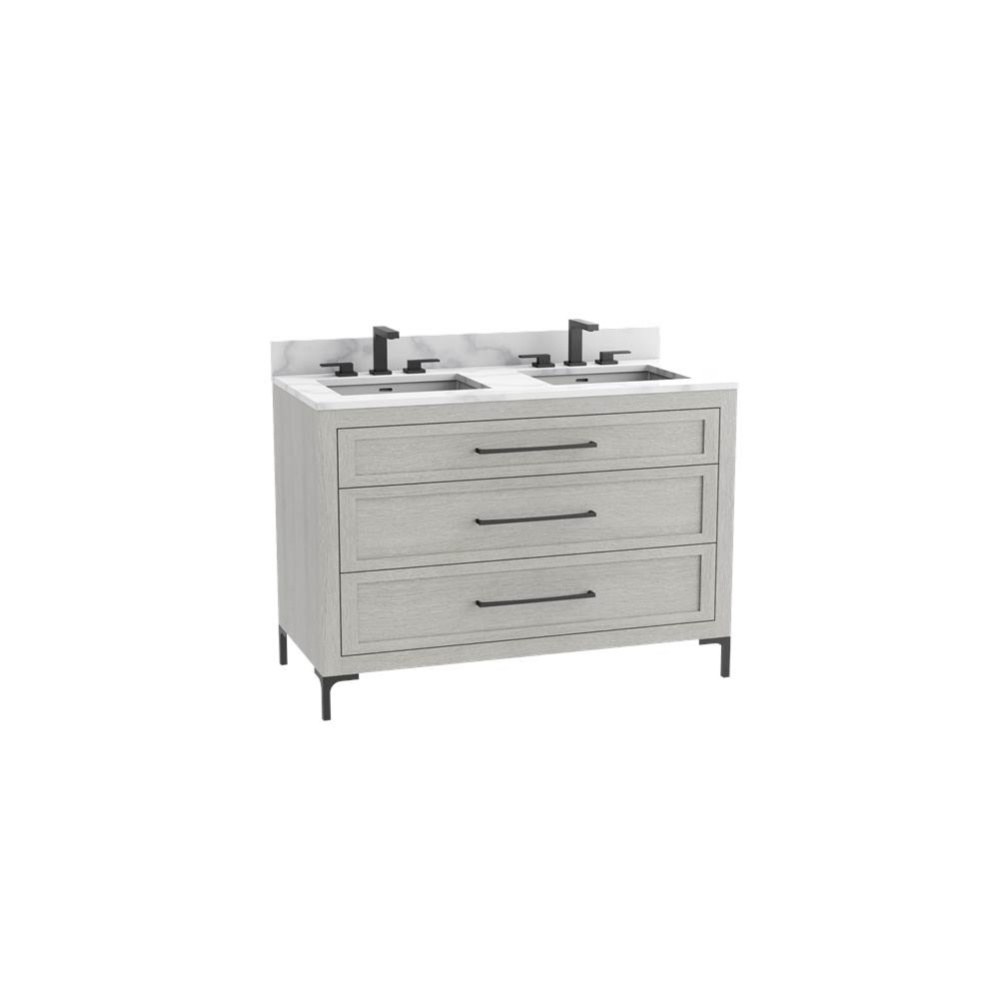 Vision SE 48D'' Free standing Vanity Cabinet in Coastal Grey/HW: Handles/Feet Polished C